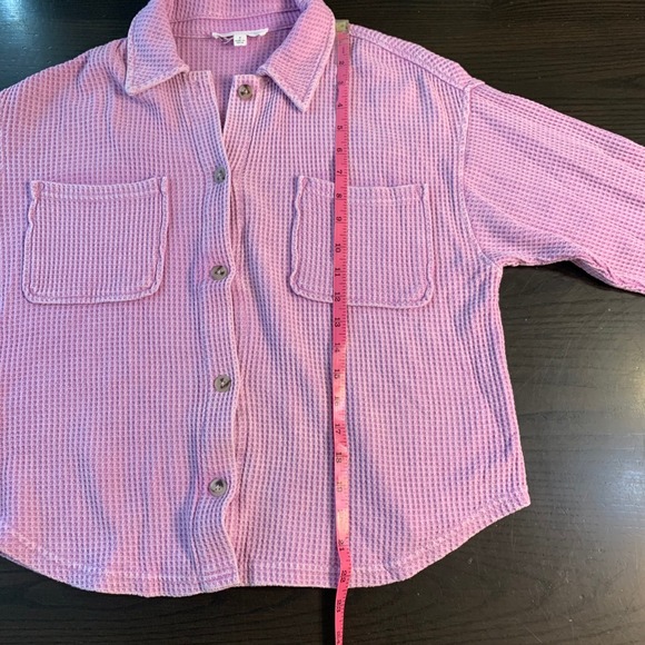 Hippie Rose Waffle Knit Button Up Shirt Lavender Purple Long Sleeve Size M - Picture 8 of 12